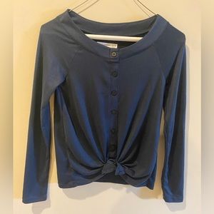 Abercrombie Kids Wide Neck Tie-Front Top - Navy Blue Size 11/12